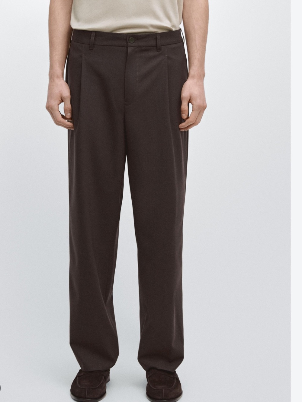 Massimo Dutti Man NWT relaxed fit wool blend trousers brown 0151/015